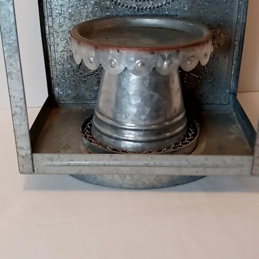 Pottery Barn Galvanized Large Metal Cut Out Hanging Lantern/Candle Holder